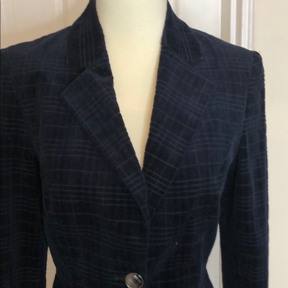Francis Navy Corduroy Velvety Plaid Print blazer - Picture 2 of 7
